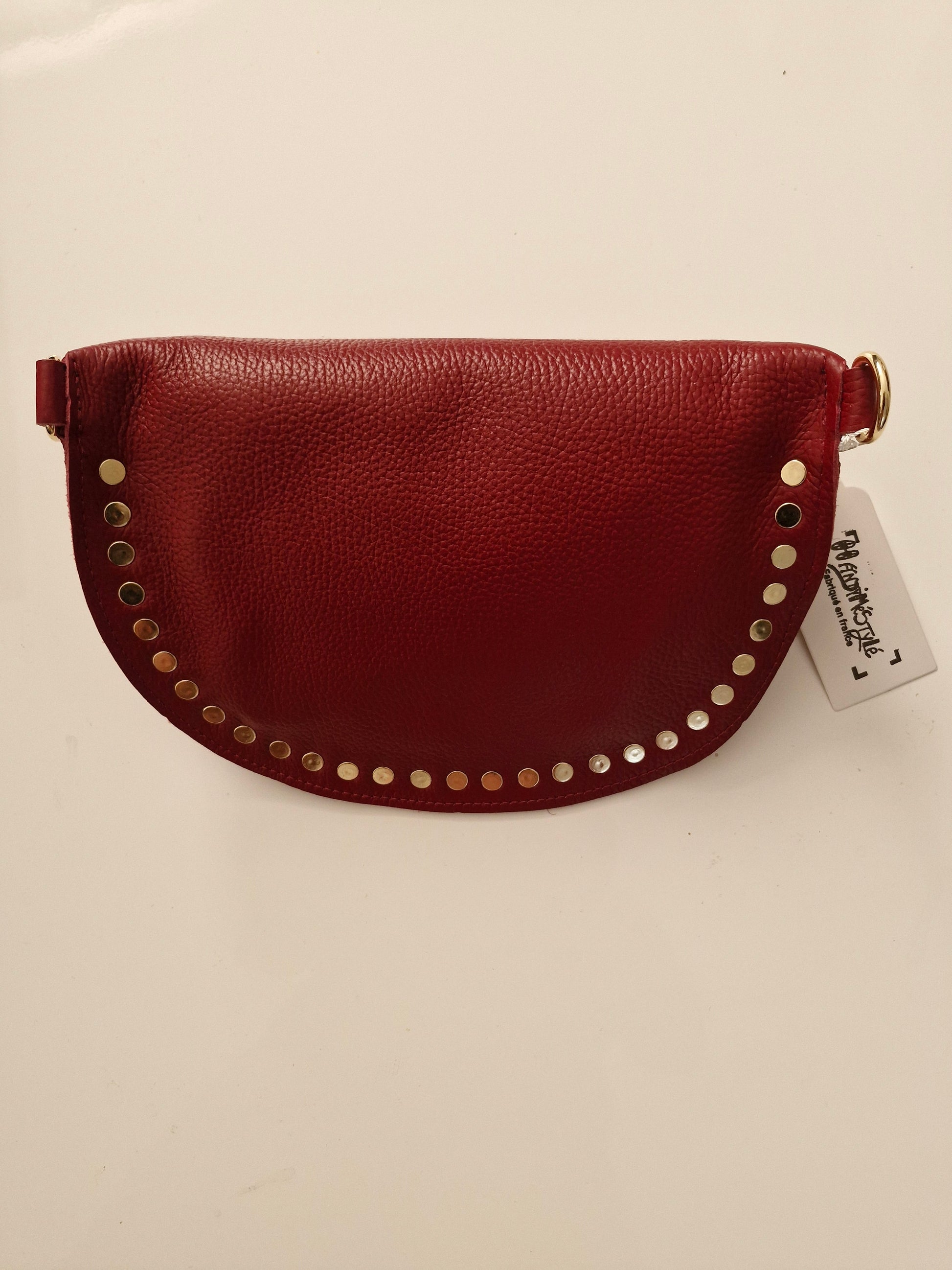 Sac banane cuir grainé clouté