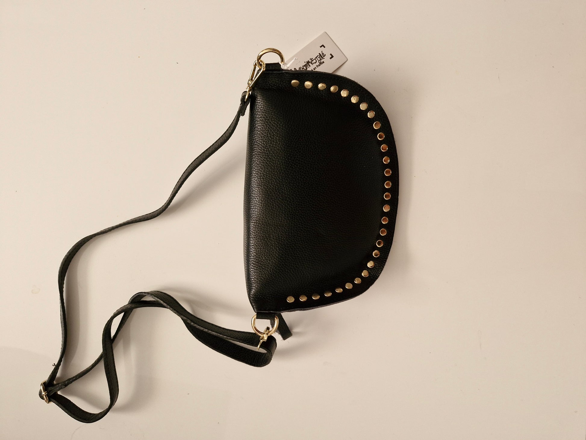 Sac banane cuir grainé clouté