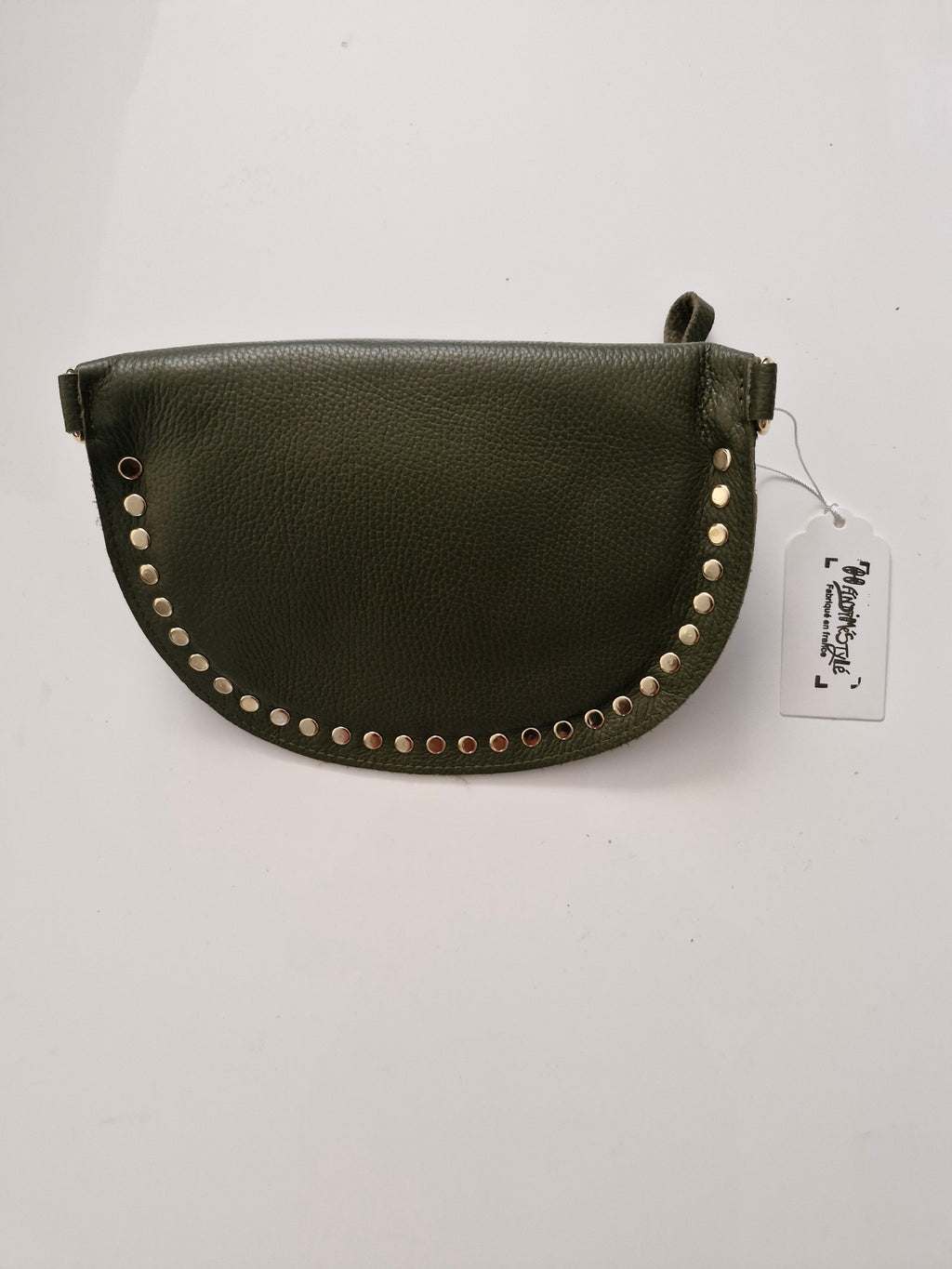 Sac banane cuir grainé clouté