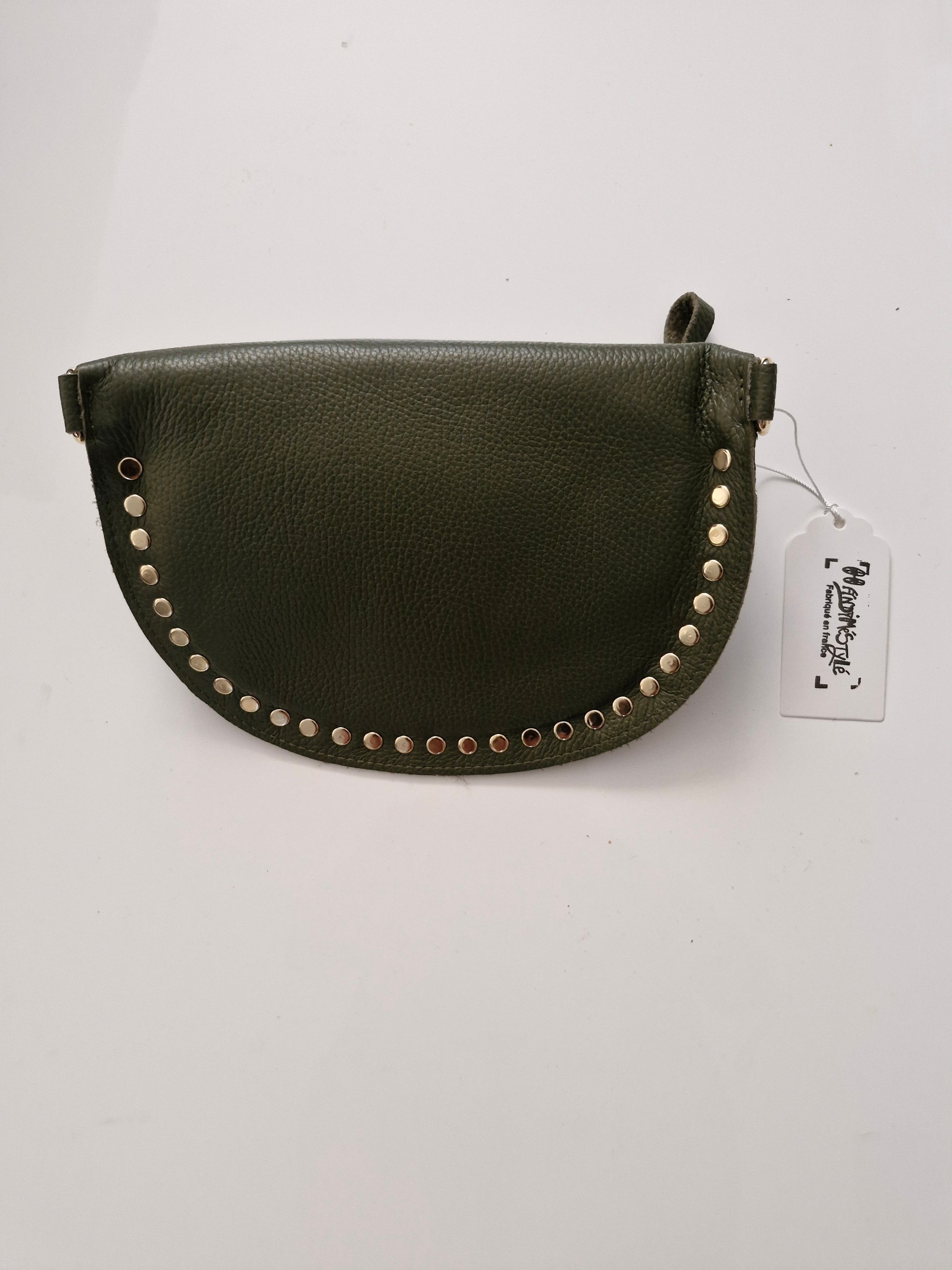 Sac banane cuir grainé clouté